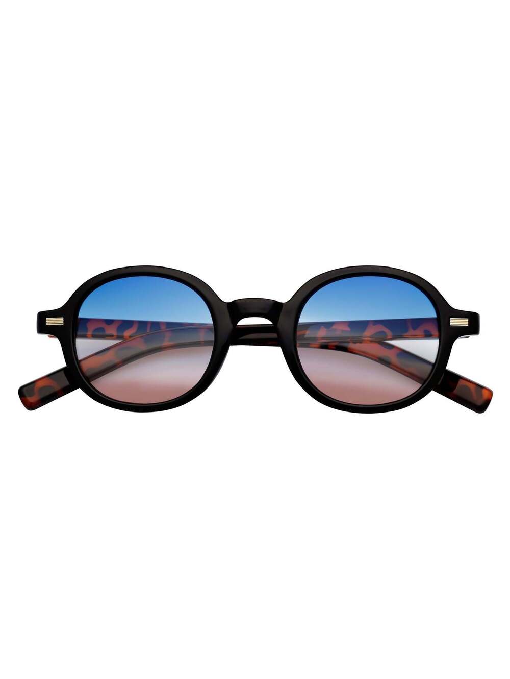 BARON - Small Round Sunglasses Tortoise Blue-Brown Fade